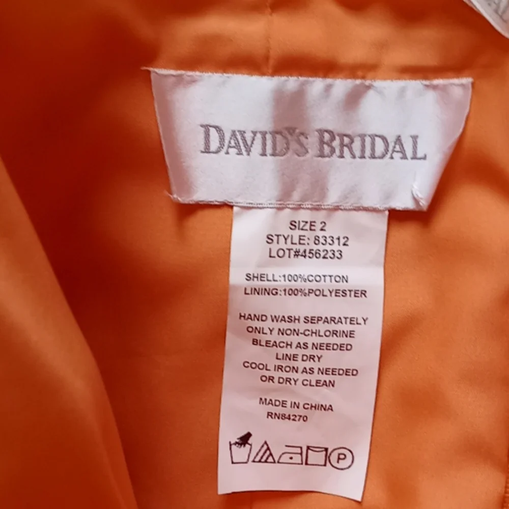 David's Bridal Tangerine strapless dress - Picture 2 of 3